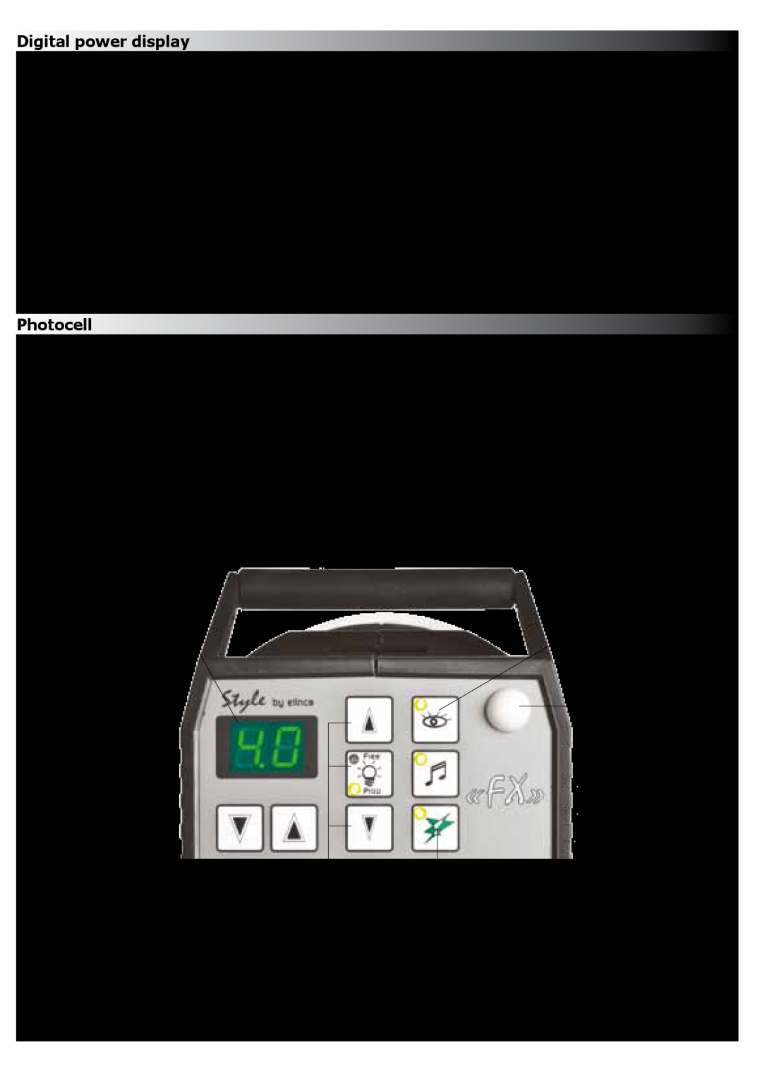 Elinchrom FX 100, 400 manual Digital power display, Photocell 