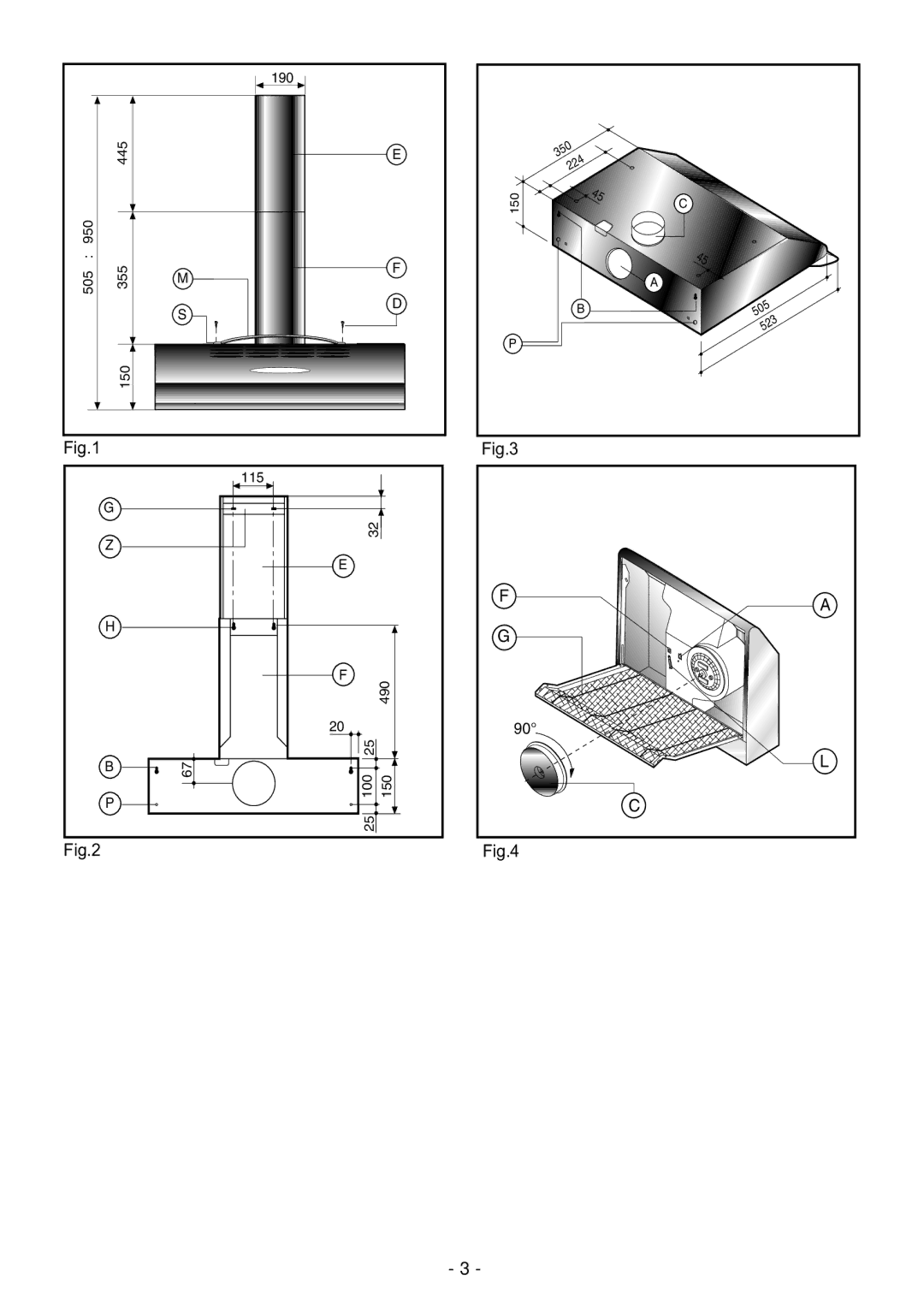 Elitair PN-36 manual 190 445 950 505 355 150 115 490 100 