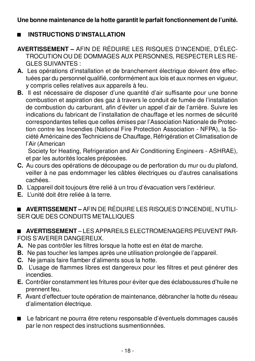 Elitair PN-I manual Instructions D’INSTALLATION 