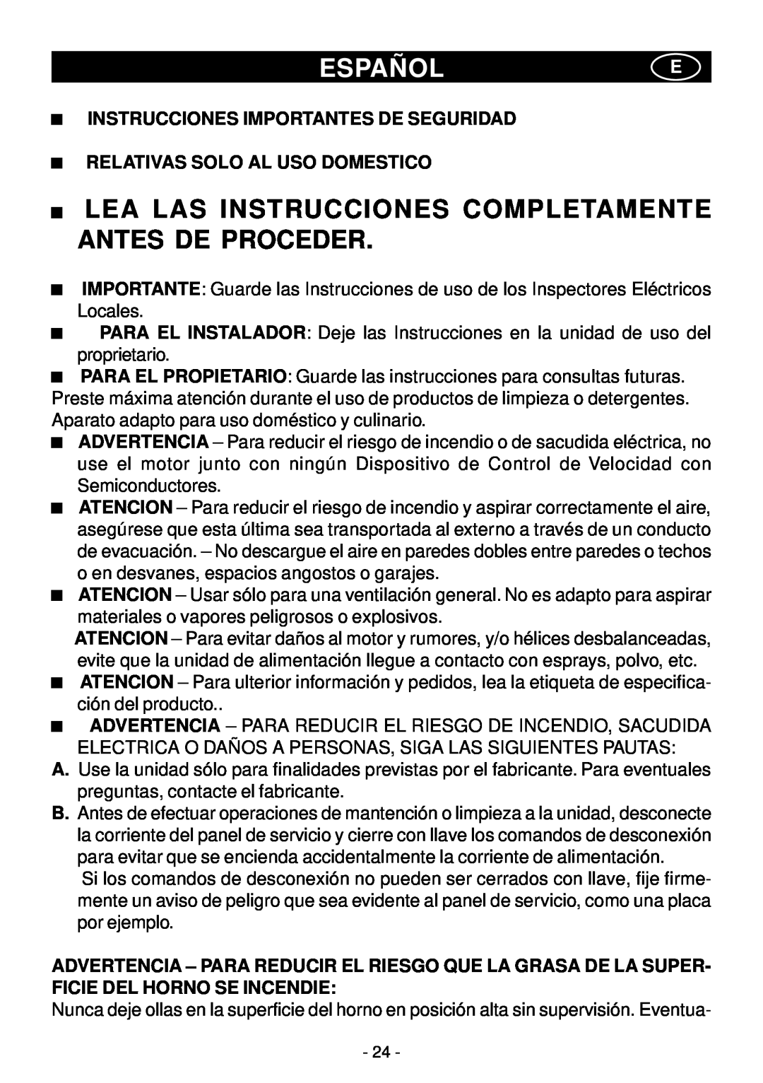 Elitair PN-I manual Españole, Lea Las Instrucciones Completamente Antes De Proceder, Instrucciones Importantes De Seguridad 