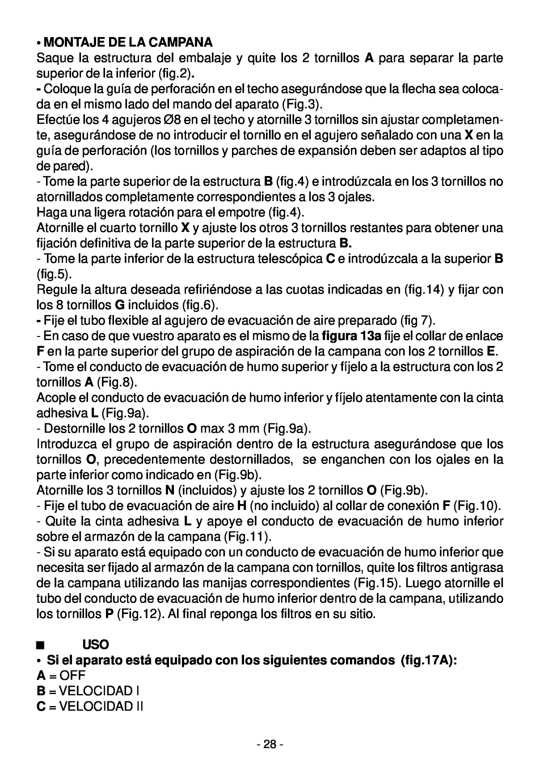 Elitair PN-I manual Montaje De La Campana 