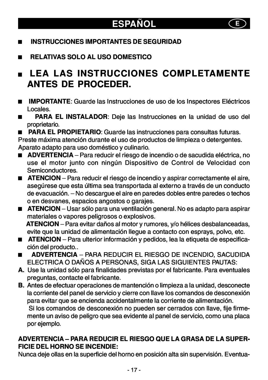 Elitair ZN-36 Españole, Lea Las Instrucciones Completamente Antes De Proceder, Instrucciones Importantes De Seguridad 