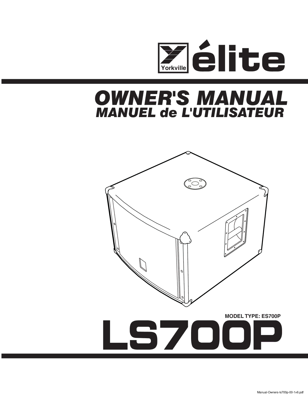 Elite ES700P owner manual Manuel de Lutilisateur 