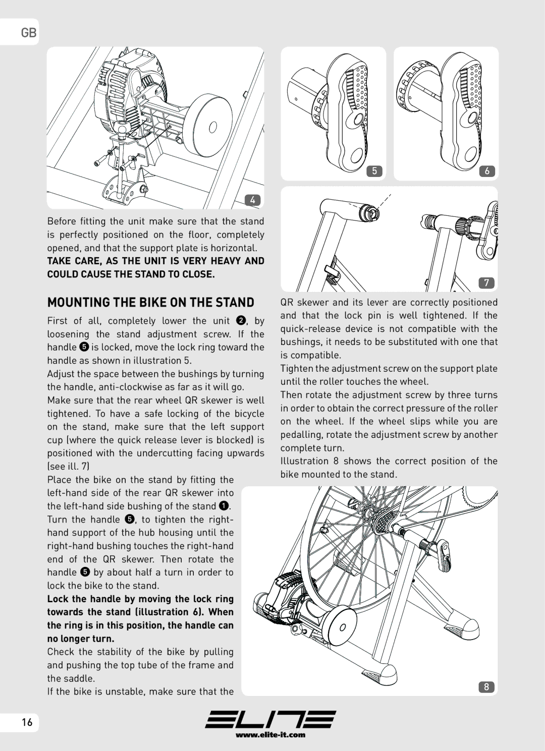 Elite Real AXIOM manual Mounting the Bike on the Stand 