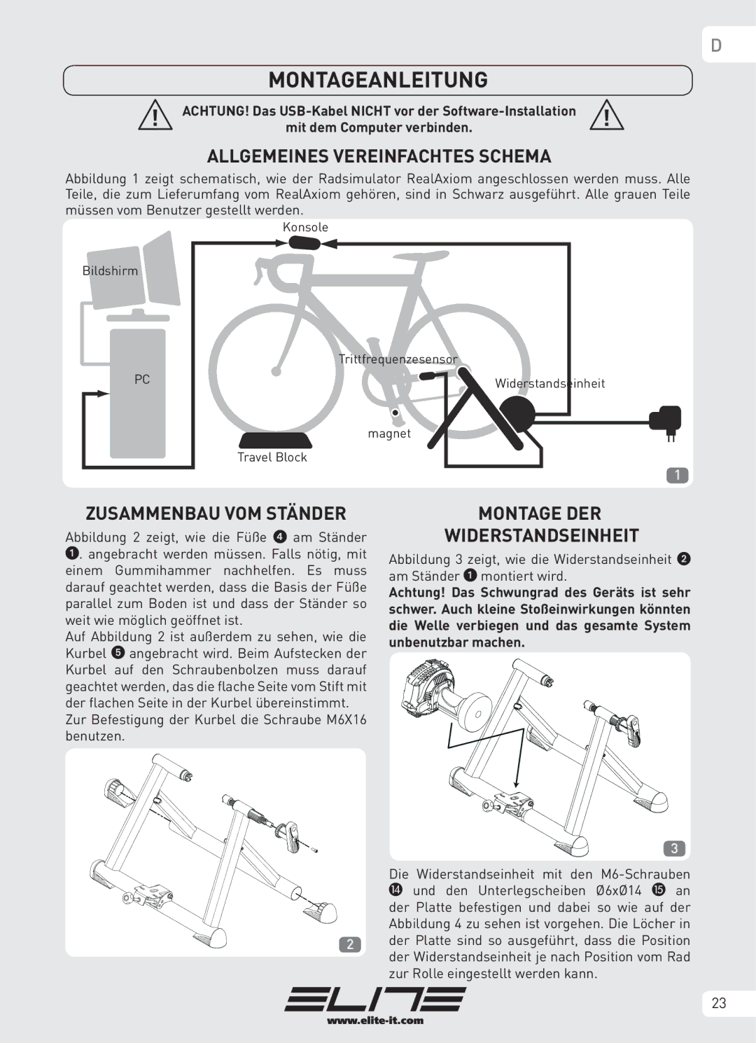 Elite Real AXIOM manual Montageanleitung, Allgemeines Vereinfachtes Schema, Zusammenbau VOM Ständer 