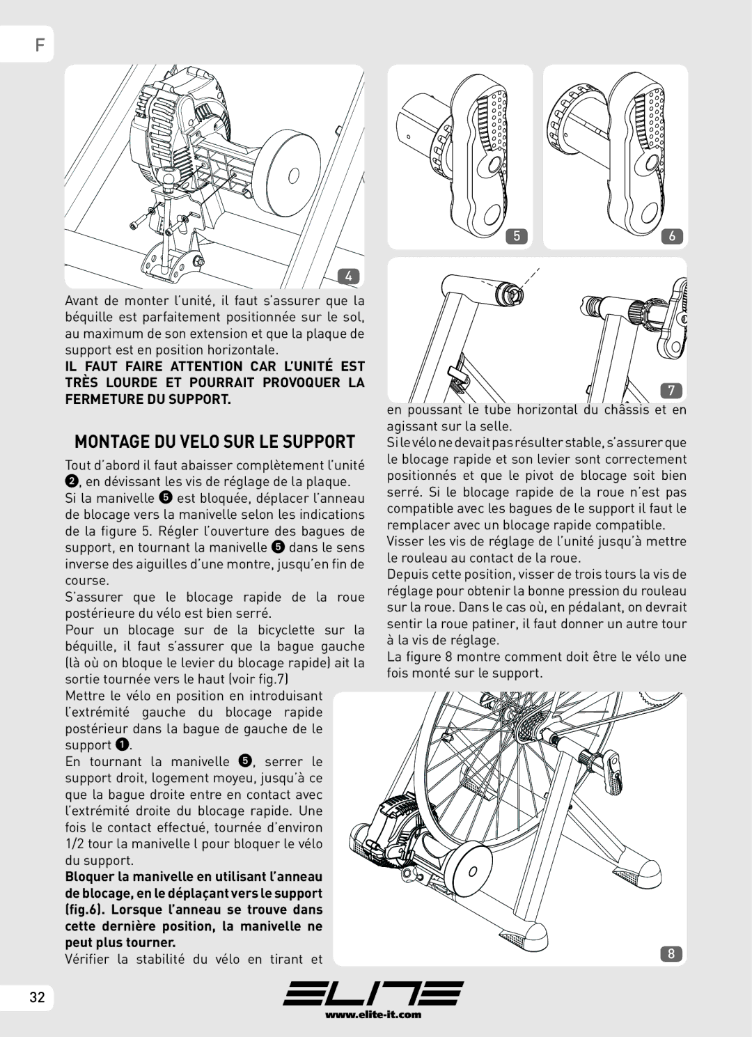 Elite Real AXIOM manual Montage DU Velo SUR LE Support 