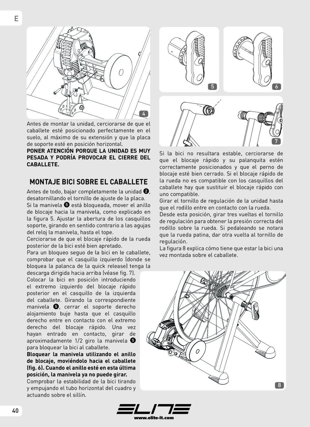 Elite Real AXIOM manual Montaje Bici Sobre EL Caballete 