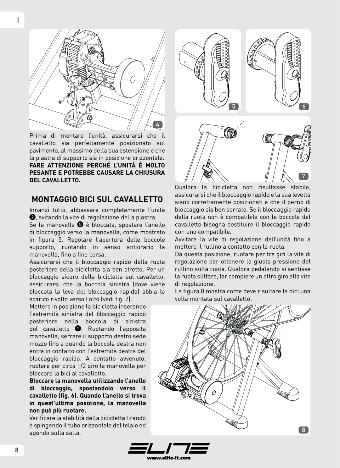 Elite Real AXIOM manual Montaggio Bici SUL Cavalletto 