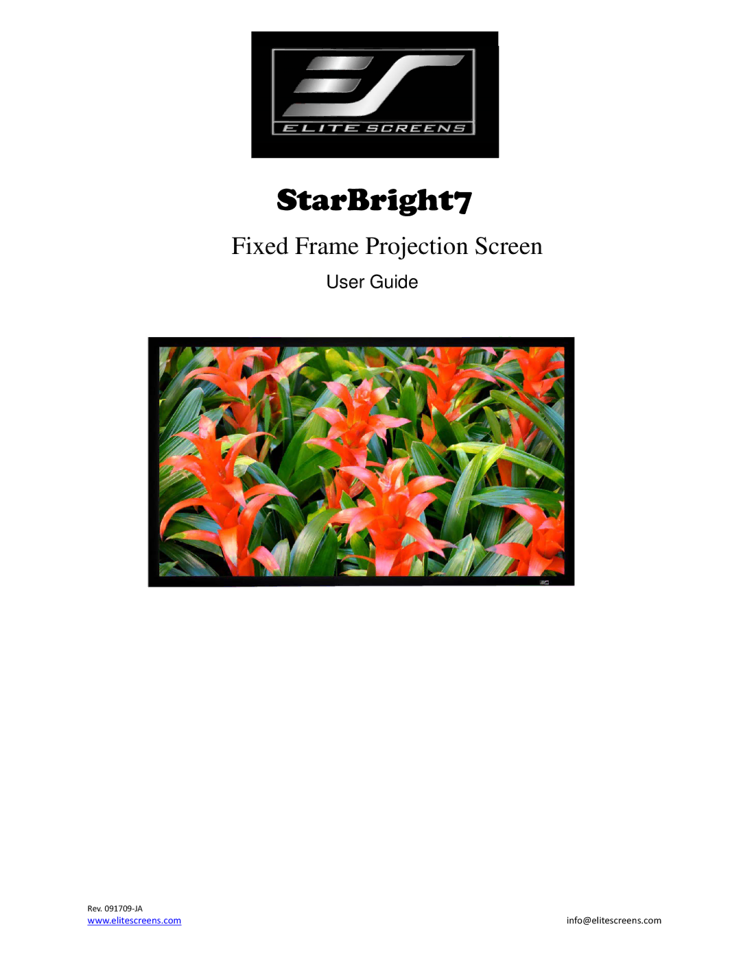 Elite Screens 091709JA manual StarBright7 