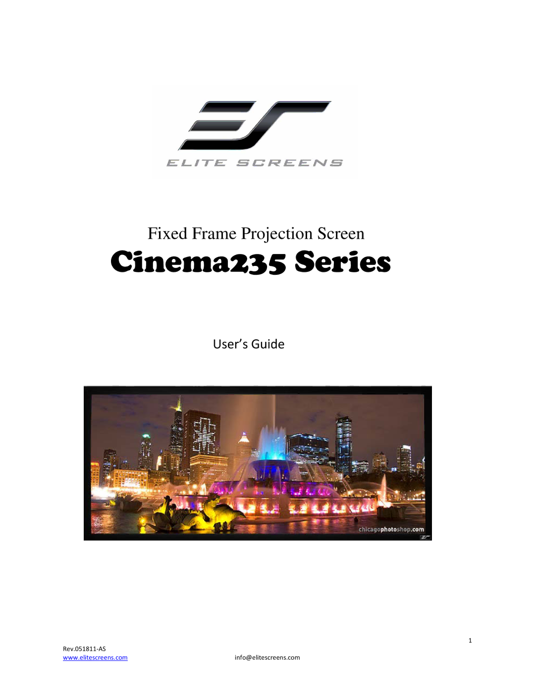 Elite Screens manual Cinema235 Series 