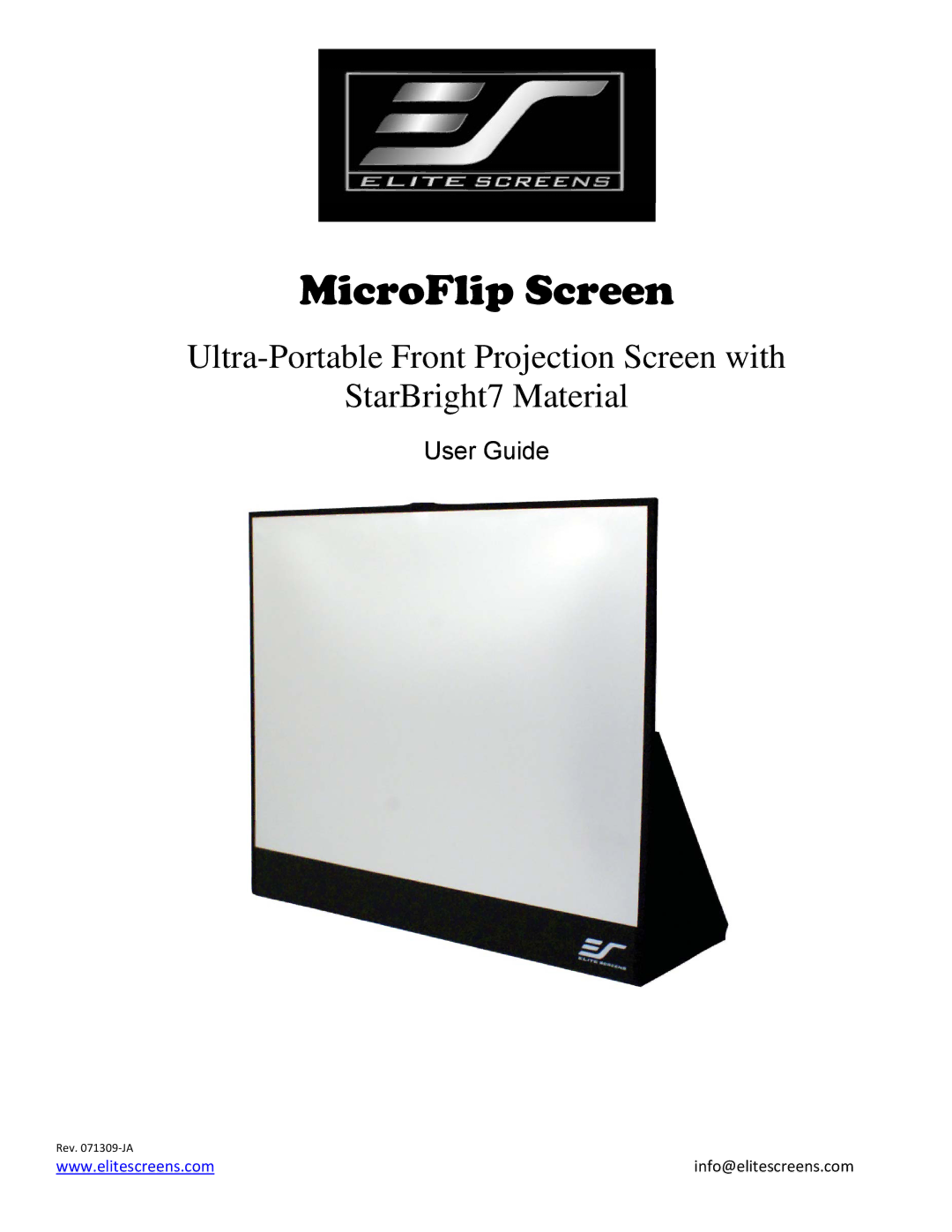 Elite Screens 9759121A manual MicroFlip Screen 