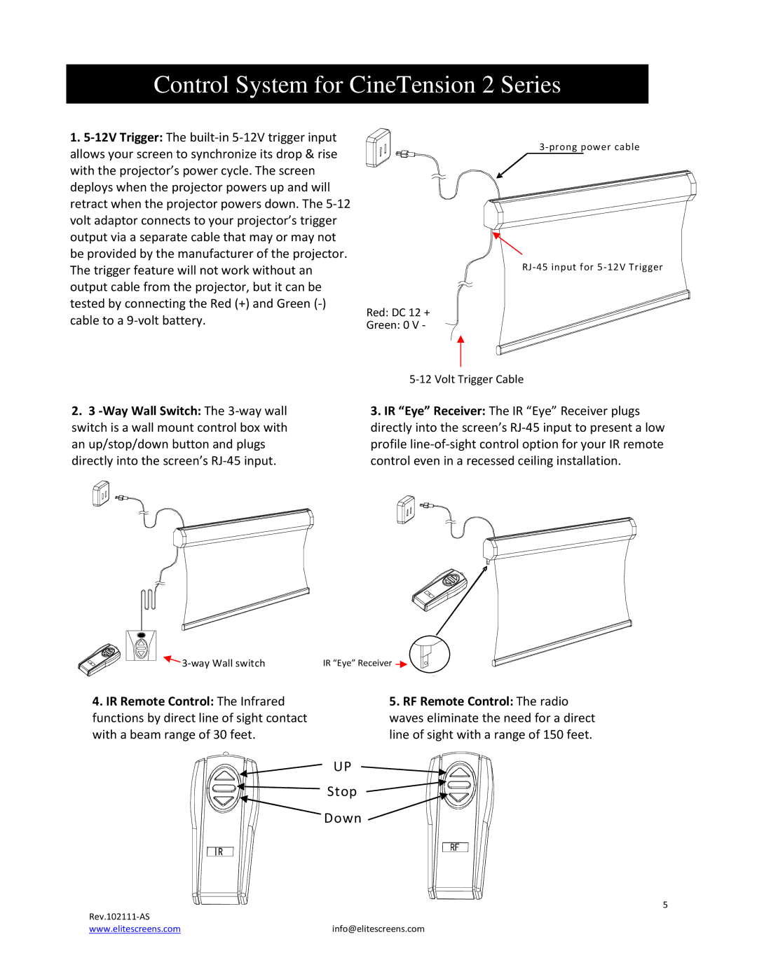 Elite Screens manual Control System for CineTension 2 Series 