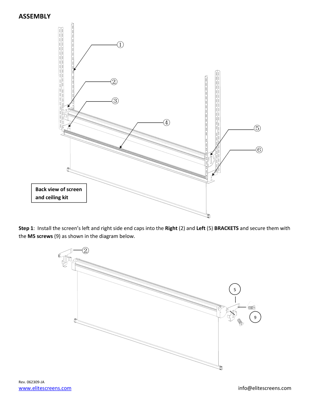 Elite Screens HQ7160 manual Assembly 