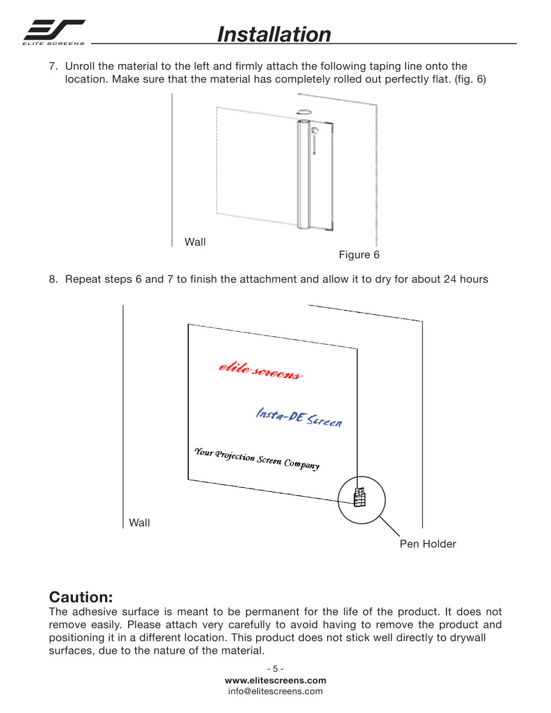 Elite Screens Insta-DE manual Installation 