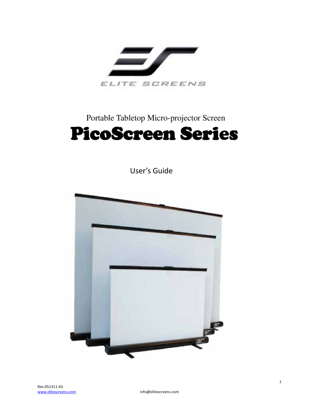 Elite Screens Pico Screen manual PicoScreen Series 