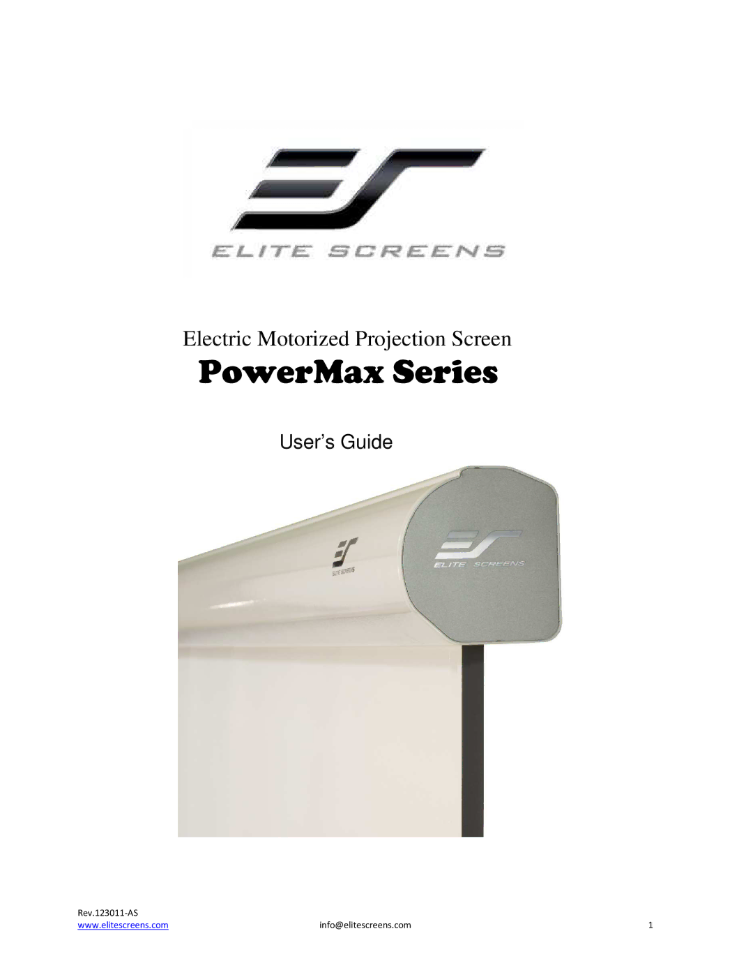 Elite Screens PowerMax manual Powermax Series 