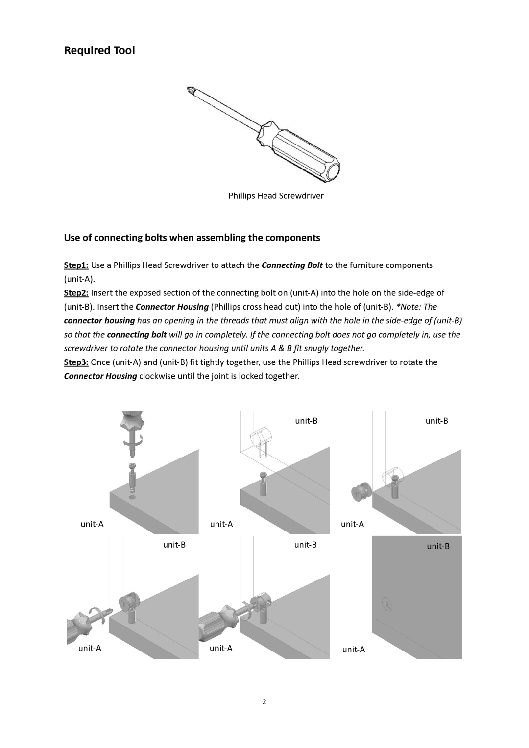 Elite Screens Raptor/Raptor Tension manual Required Tool, Use of connecting bolts when assembling the components 