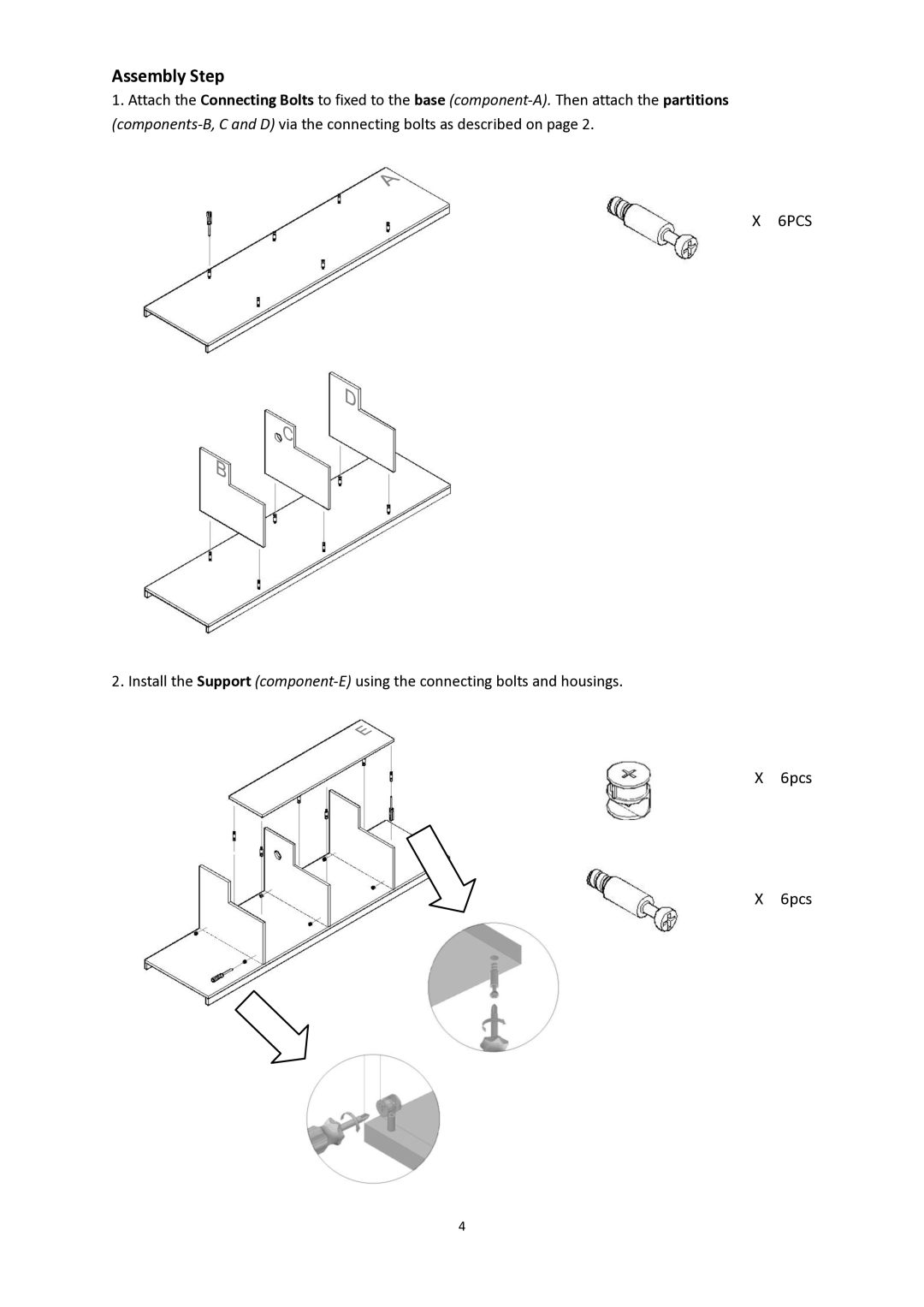 Elite Screens Raptor/Raptor Tension manual Assembly Step, 6PCS 