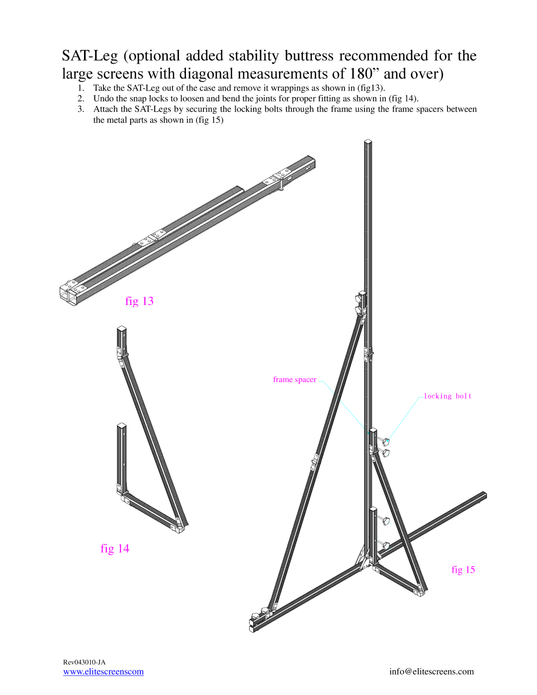 Elite Screens REV043010-JA manual Frame spacer 