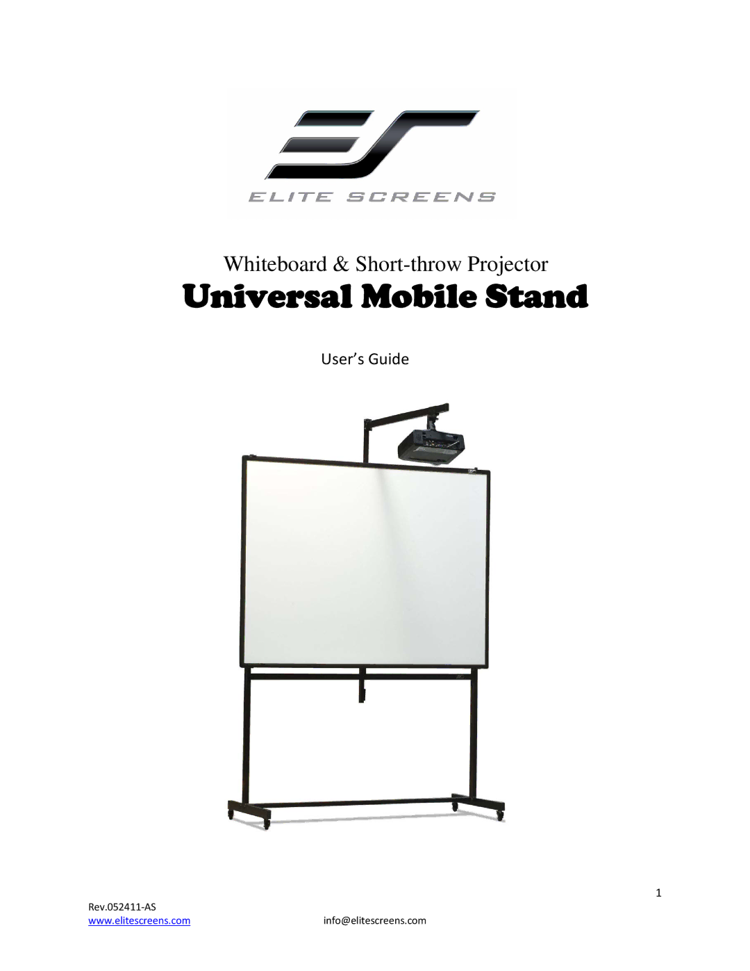 Elite Screens REV.052411AS manual Universal Mobile Stand 