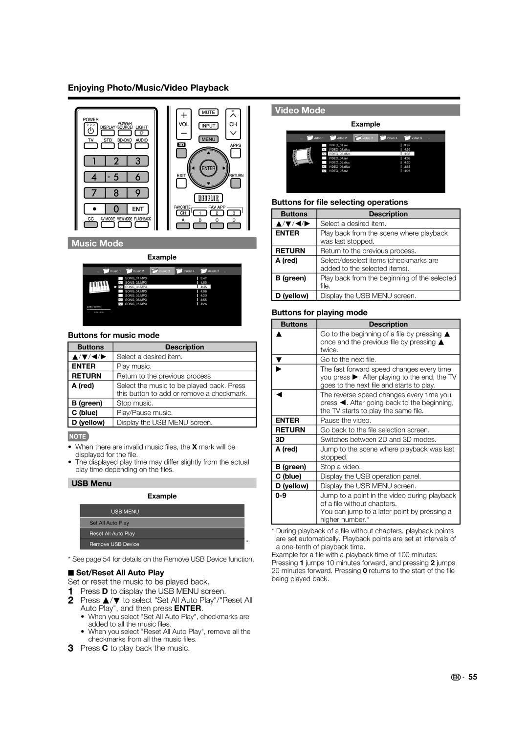 Elite Video PRO60X5FD, PRO70X5FD, PRO-70X5FD, PRO-60X5FD manual Music Mode, Video Mode 