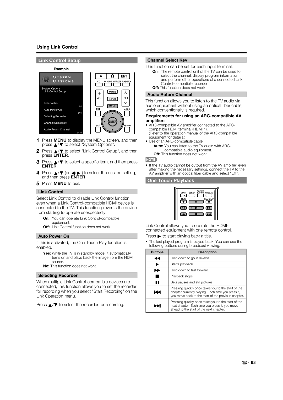 Elite Video PRO60X5FD, PRO70X5FD, PRO-70X5FD, PRO-60X5FD manual Using Link Control, Link Control Setup, One Touch Playback 