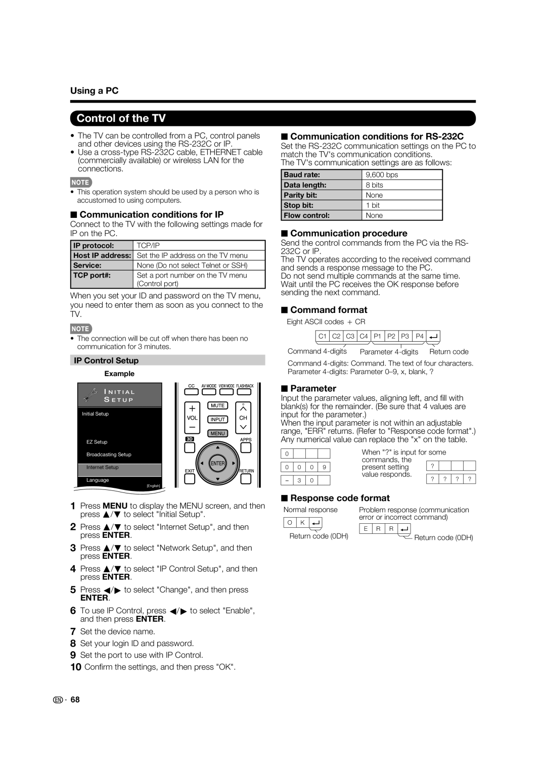 Elite Video PRO-70X5FD, PRO70X5FD, PRO60X5FD, PRO-60X5FD manual Control of the TV 