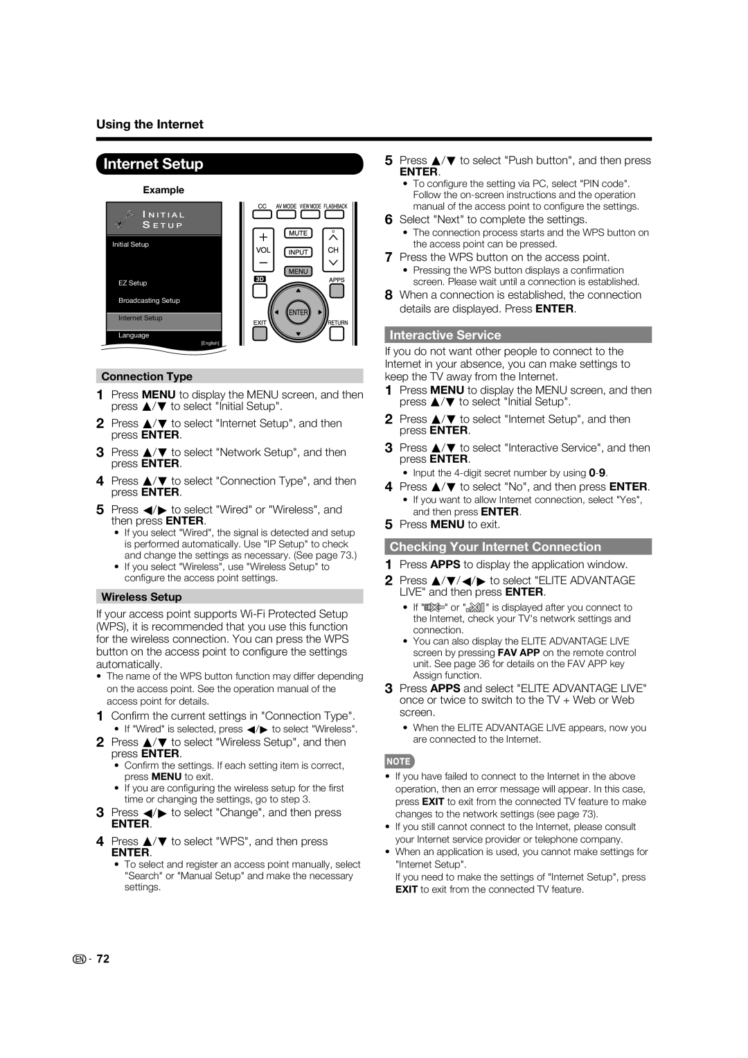 Elite Video PRO-70X5FD, PRO70X5FD Internet Setup, Interactive Service, Checking Your Internet Connection, Connection Type 