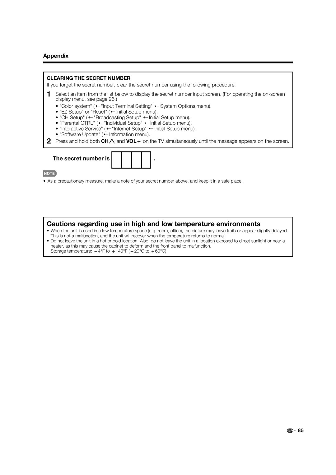 Elite Video PRO-60X5FD, PRO70X5FD, PRO60X5FD, PRO-70X5FD manual Secret number is, Clearing the Secret Number 