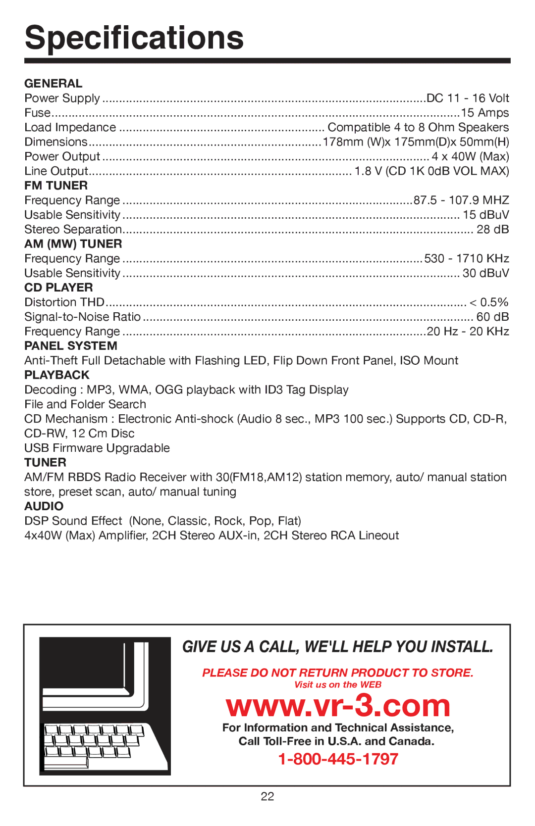 Elite VR500CS-BT manual Specifications, General 