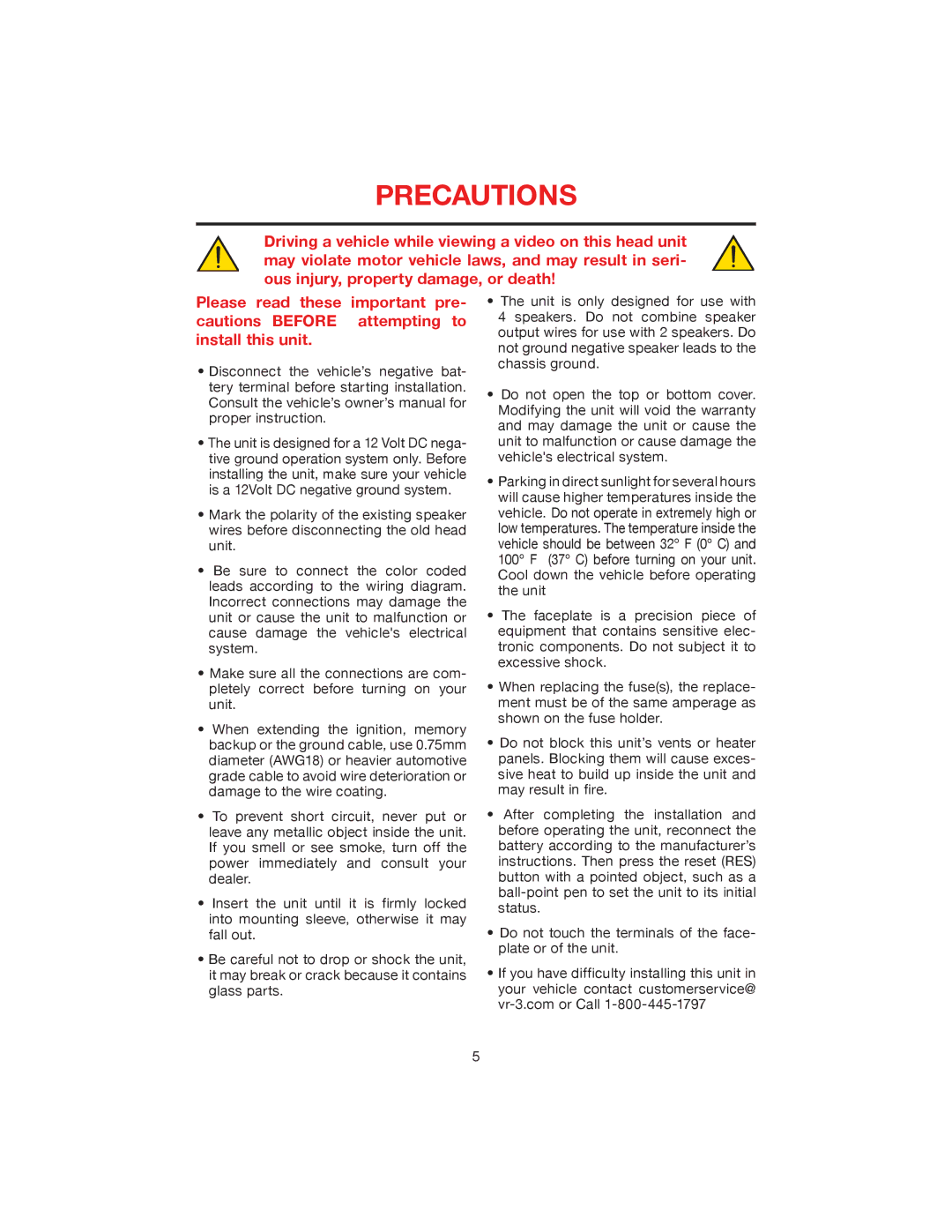 Elite VRVD640G manual Precautions 