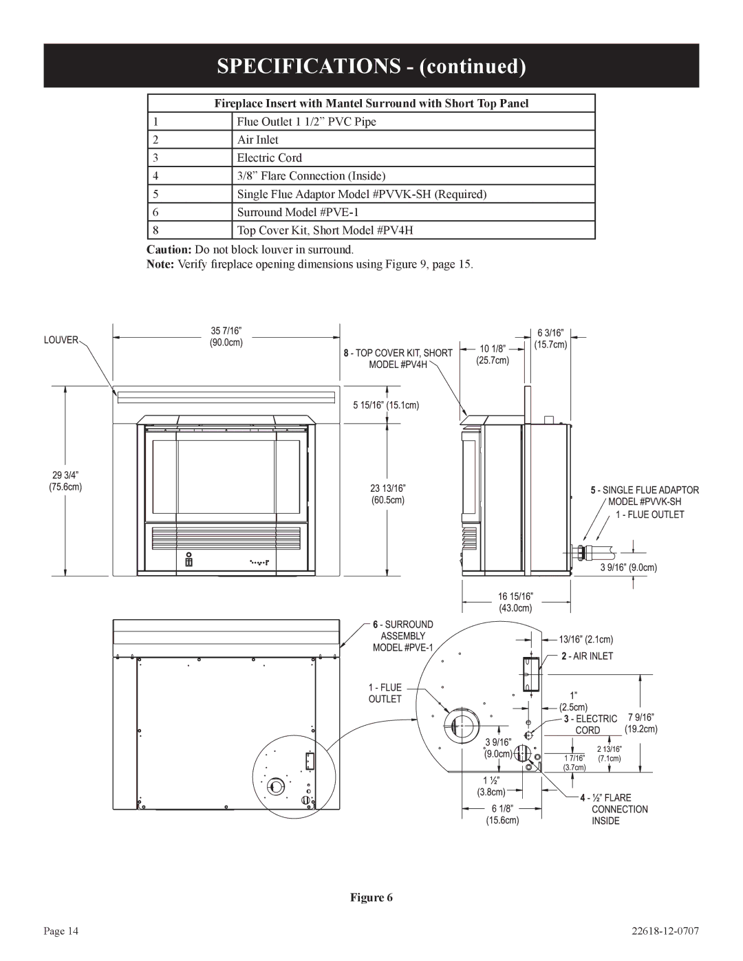 Elitegroup PV-28SV50-(BN,BP)-1, PV-28SV55-(CN,CP,GN,GP)-1 Fireplace Insert with Mantel Surround with Short Top Panel 