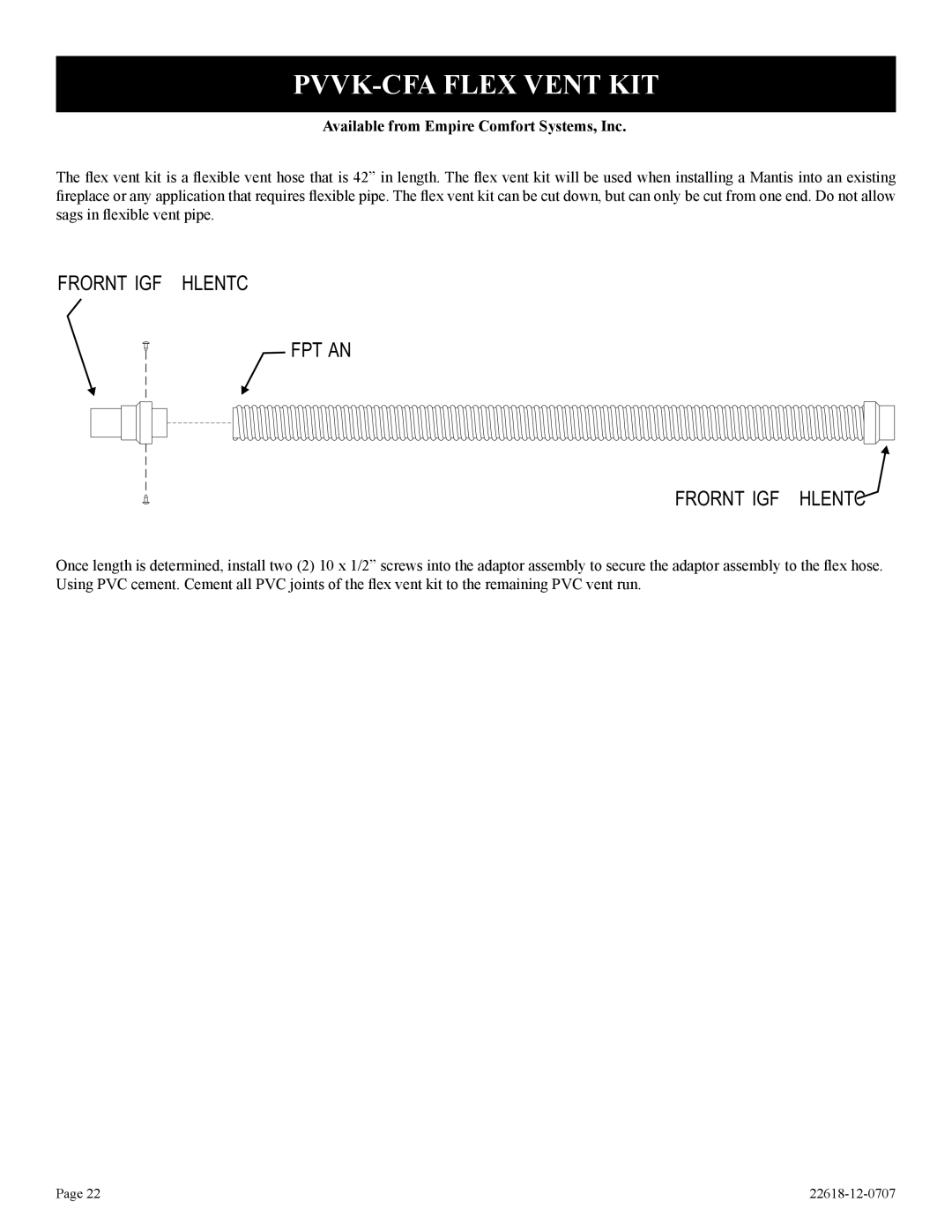 Elitegroup PV-28SV50-(BN,BP)-1 installation instructions PVVK-CFA Flex Vent KIT, Available from Empire Comfort Systems, Inc 