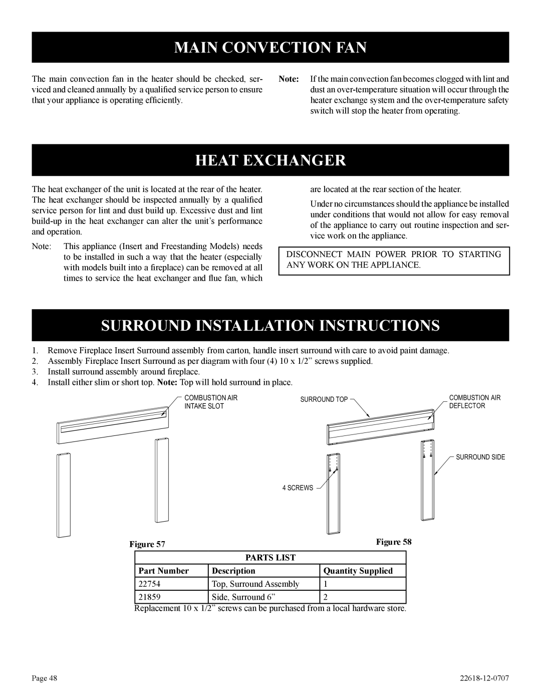 Elitegroup PV-28SV50-(BN,BP)-1 Main Convection FAN, Heat Exchanger, Surround Installation Instructions 