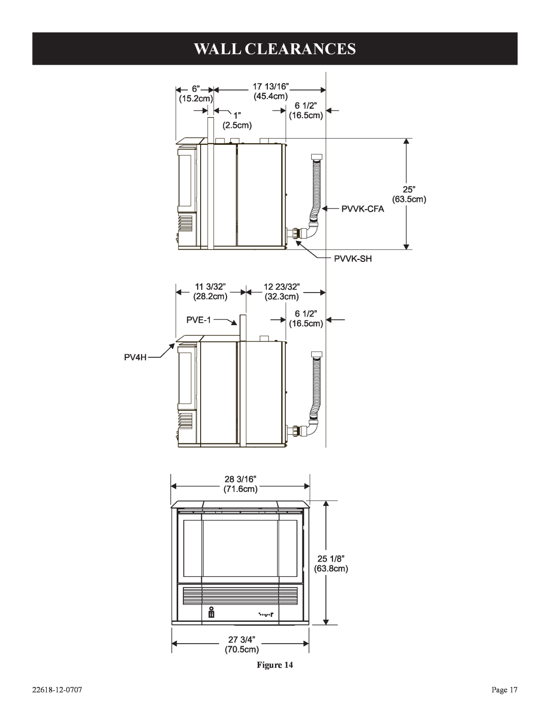 Elitegroup PV-28SV55-(CN,CP,GN,GP)-1, PV-28SV50-(BN,BP)-1 installation instructions Wall Clearances, 22618-12-0707, Page 