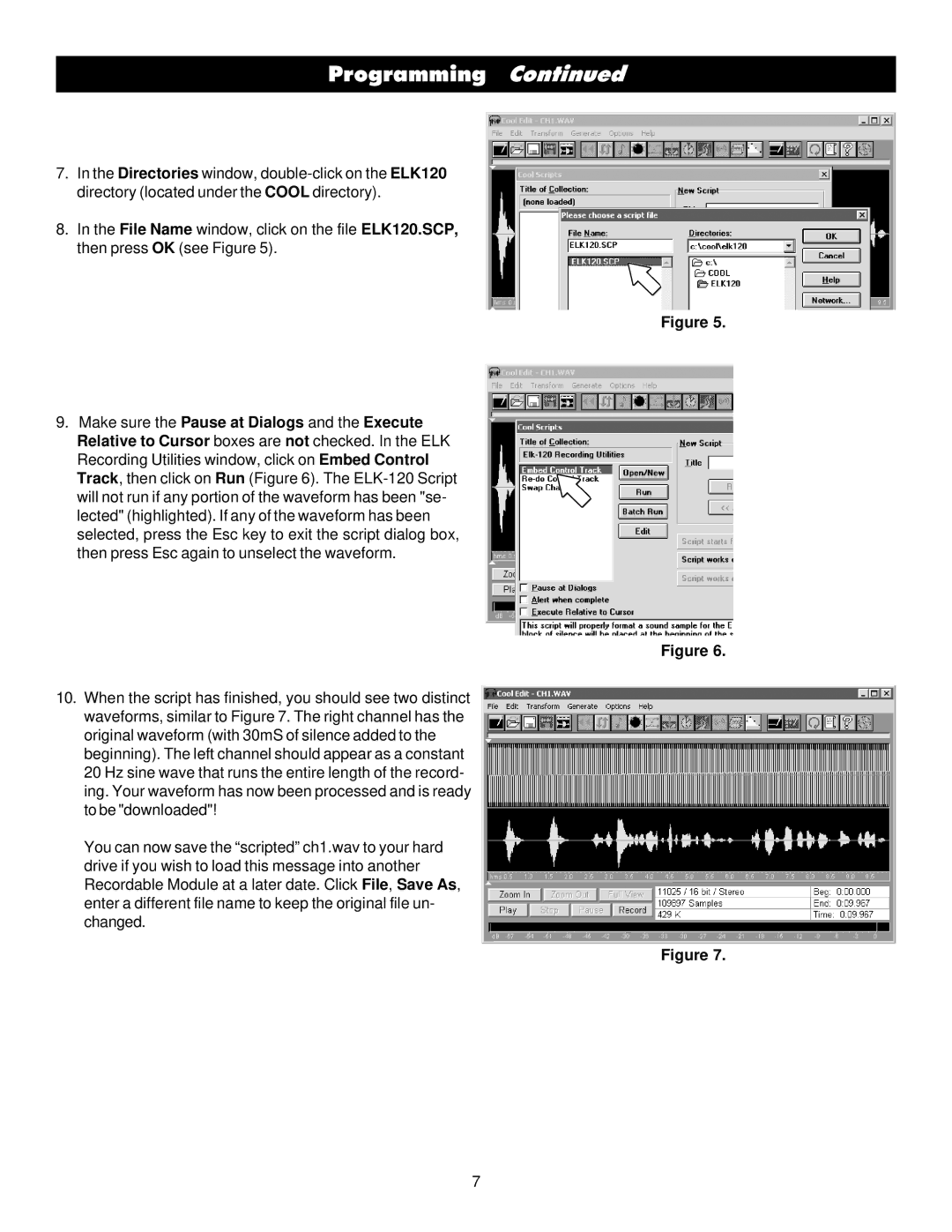 Elk 129 specifications Programming 