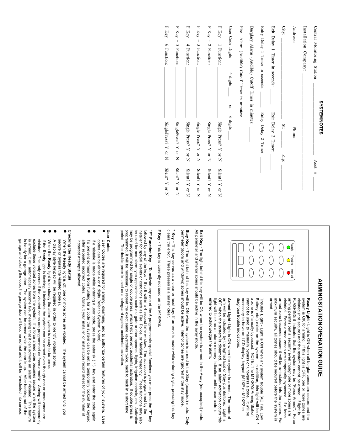 Elk M1KPAS specifications Arming Station Operation Guide 