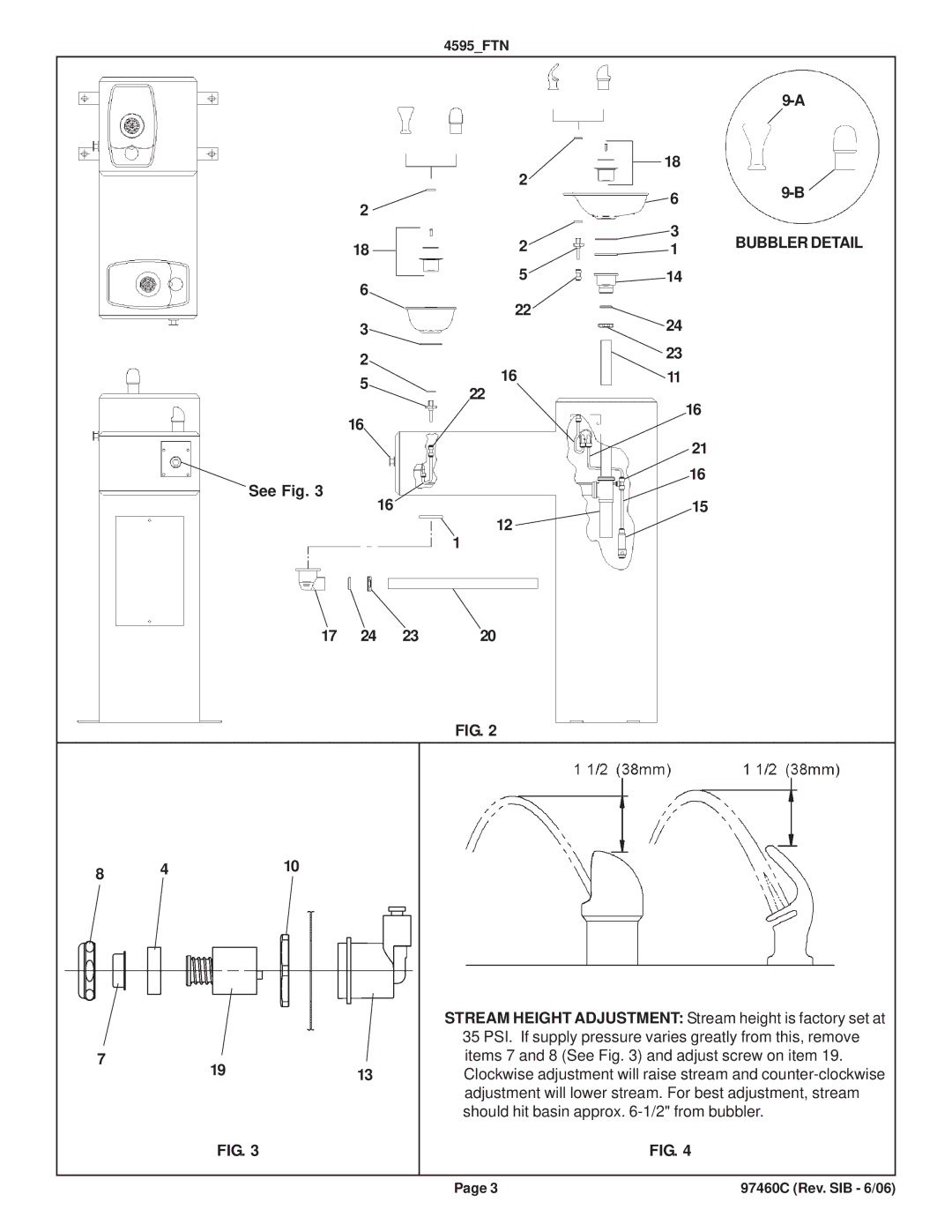 Elkay 4595 owner manual Bubbler Detail 