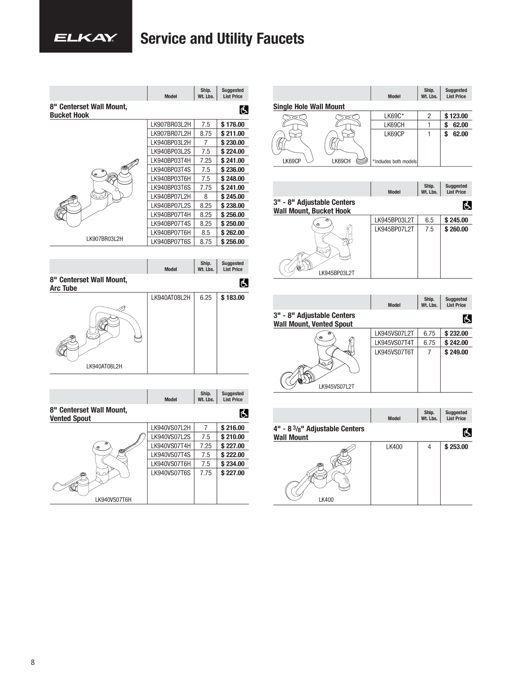 Elkay CF-1 manual Service and Utility Faucets 