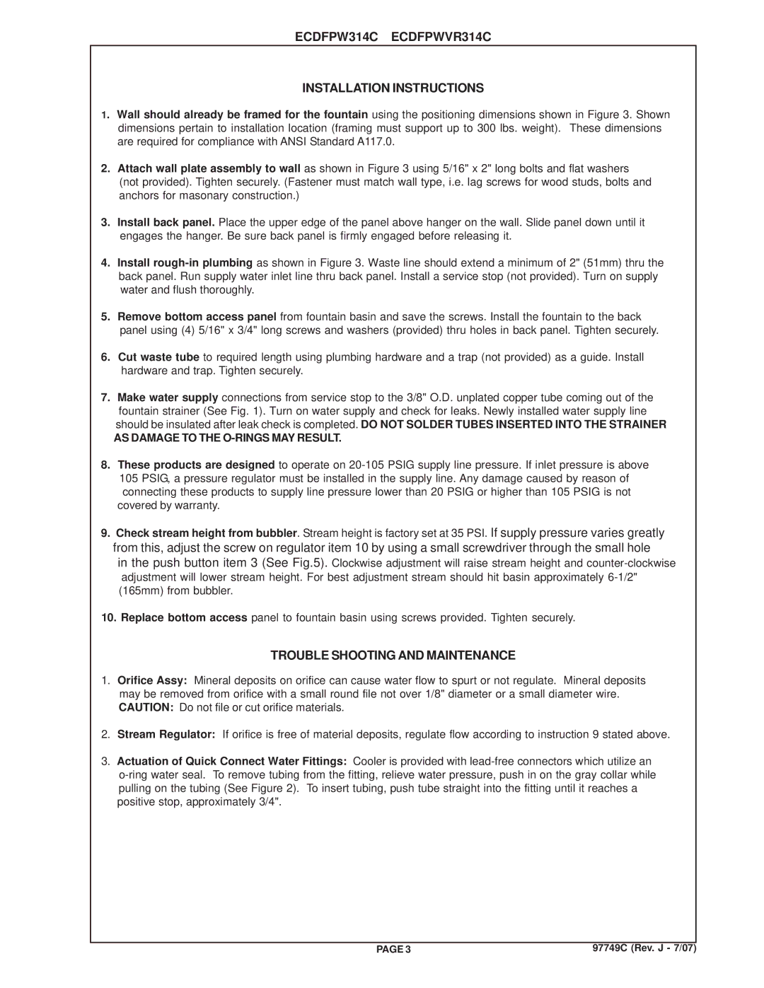 Elkay manual ECDFPW314C ECDFPWVR314C Installation Instructions 