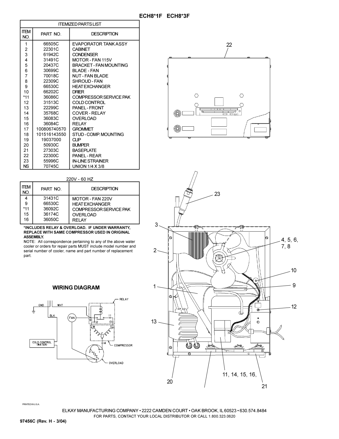 Elkay ECH8*1F manual Wiring Diagram, 6, 7 11, 14, 15 