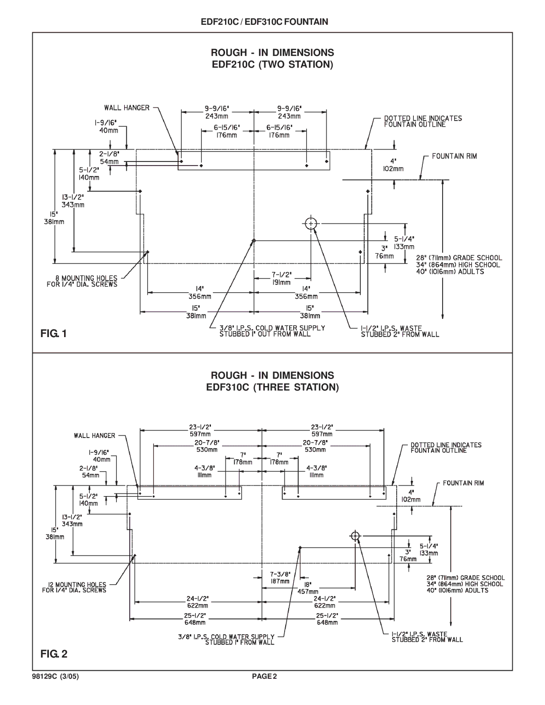 Elkay installation instructions EDF210C / EDF310C Fountain 