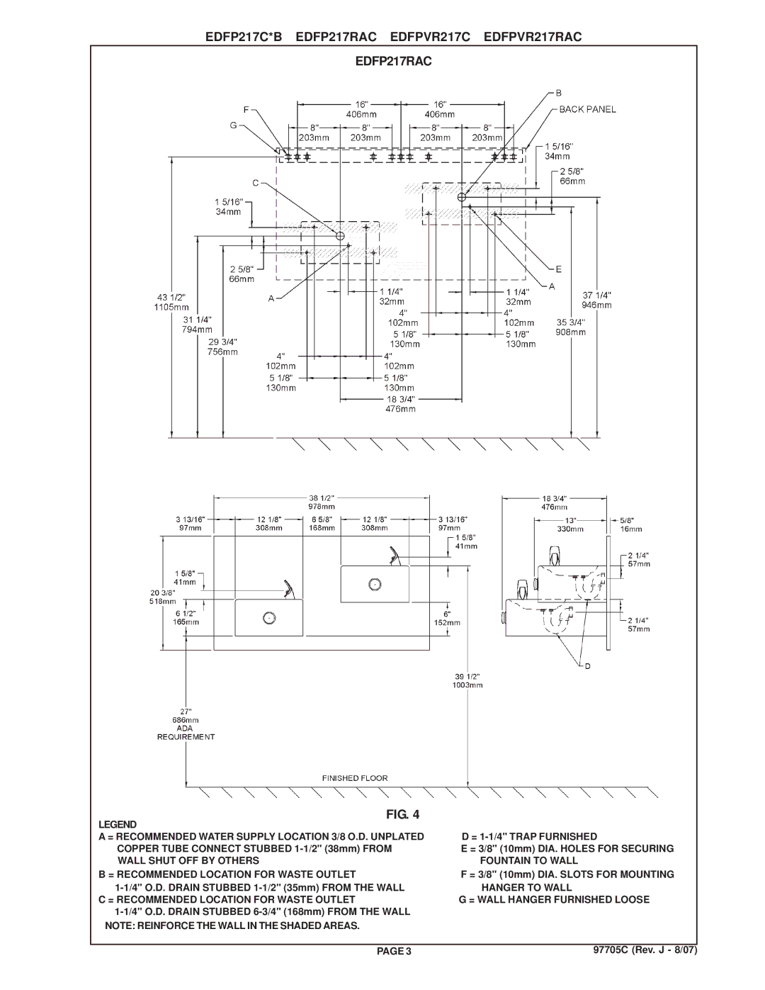 Elkay EDFP217C, EDFP217RAC manual = Recommended Location for Waste Outlet 