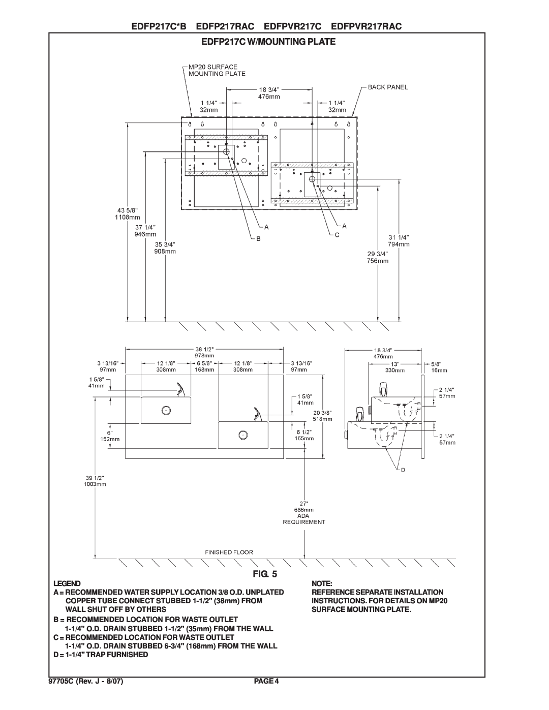 Elkay manual EDFP217C W/MOUNTING PLATE, EDFP217C*B EDFP217RAC EDFPVR217C EDFPVR217RAC 