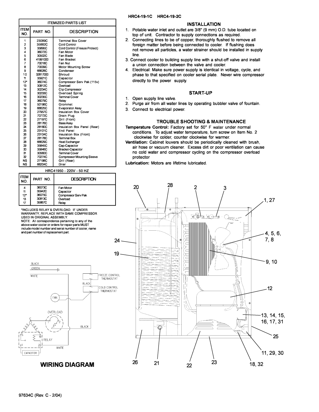 Elkay HRC4-19-1C installation instructions Wiring Diagram 