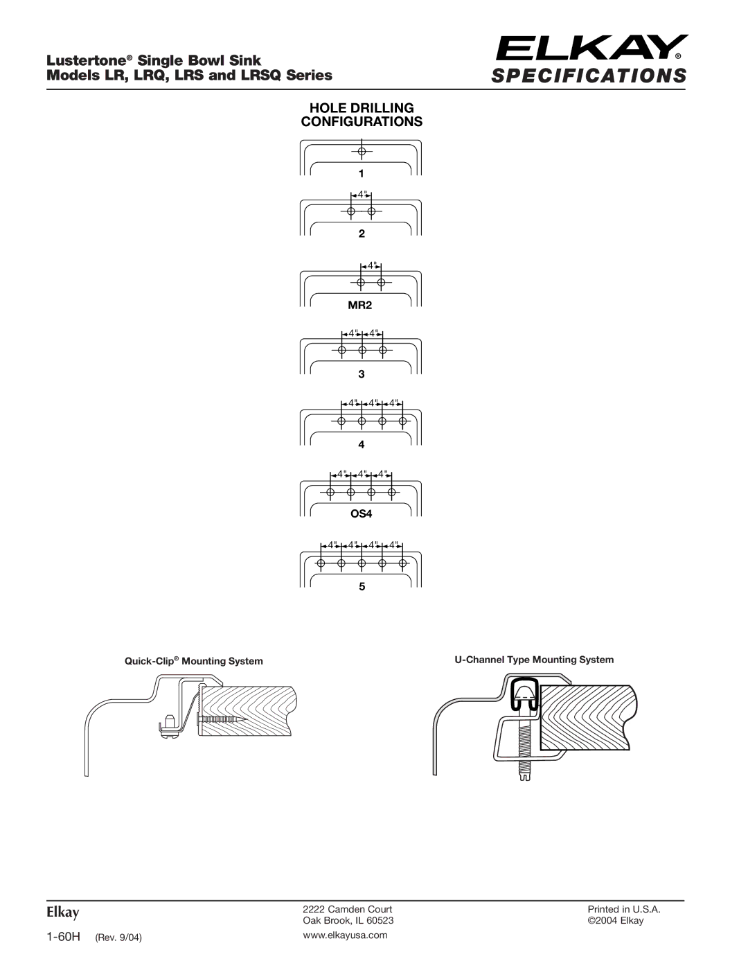 Elkay LRQ2022 specifications MR2 OS4 