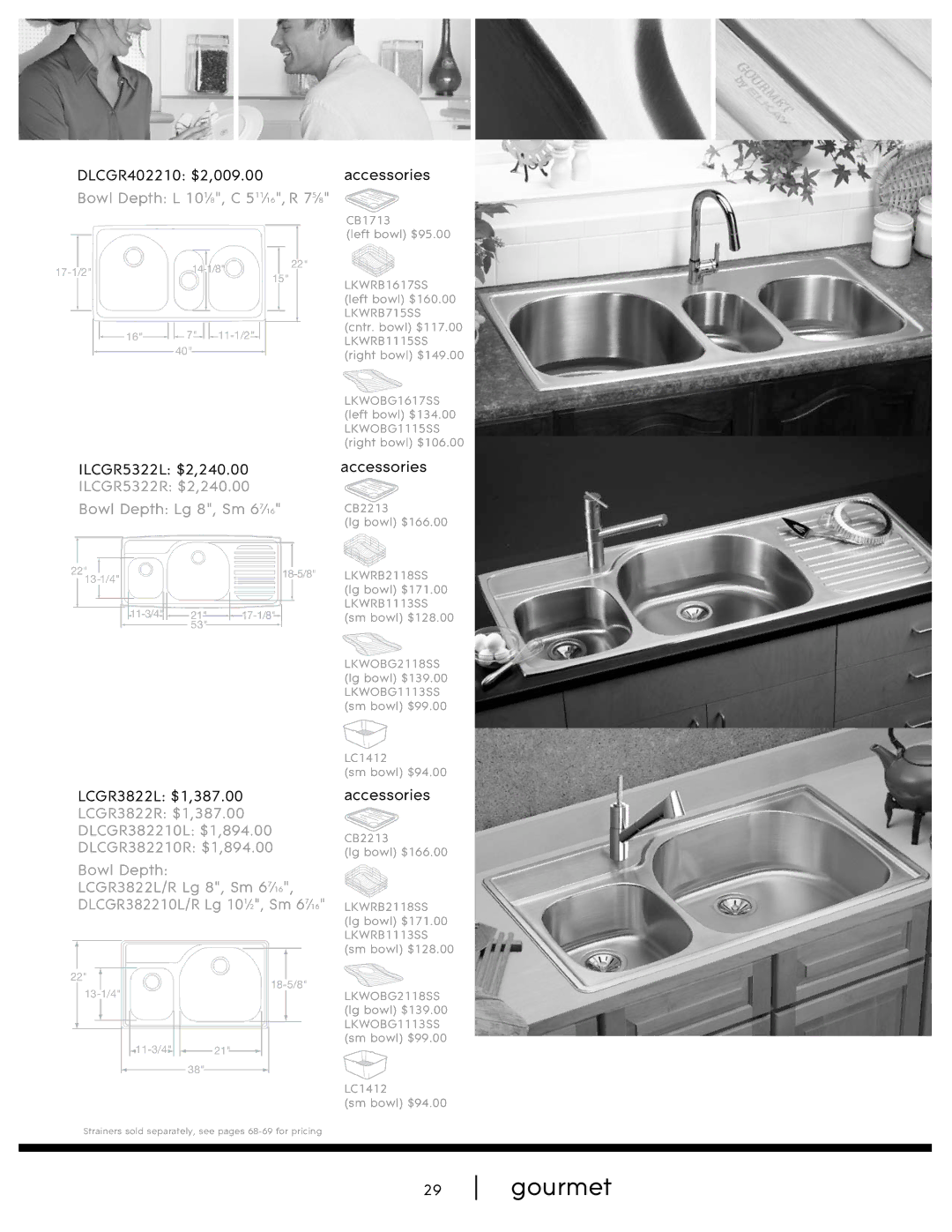 Elkay SHL-2 manual ILCGR5322R $2,240.00 Bowl Depth Lg 8, Sm 67Ú16, Accessories 