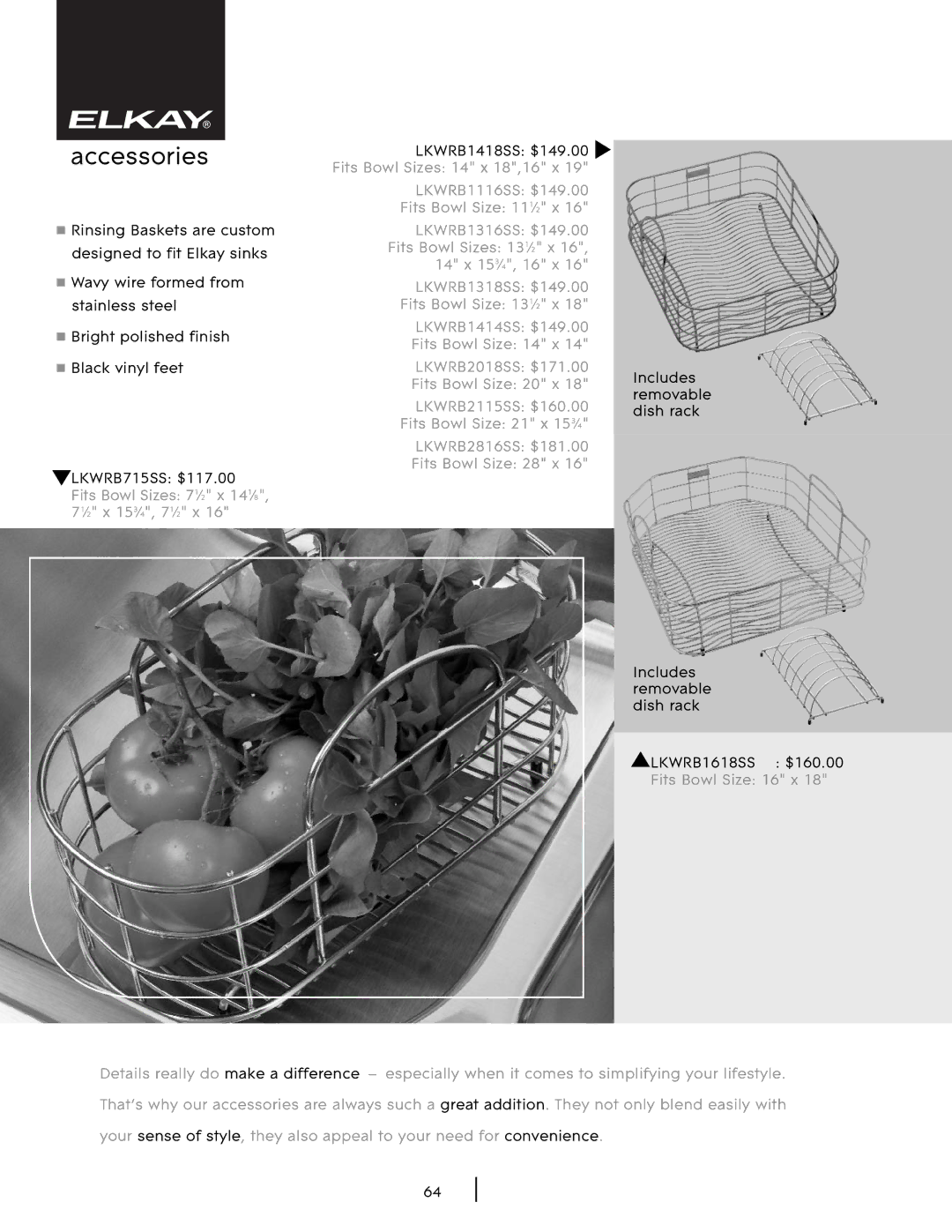 Elkay SHL-2 manual Accessories 