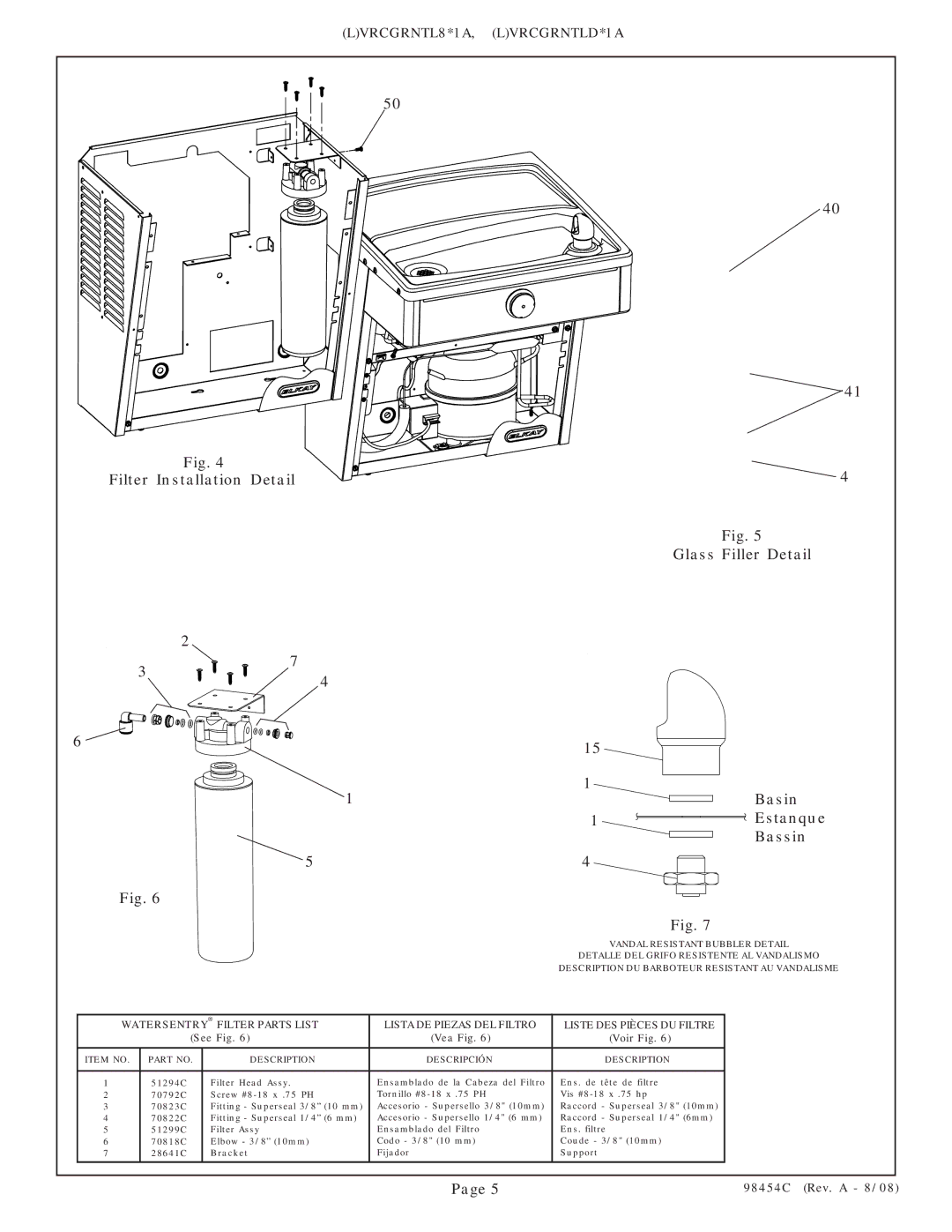 Elkay VRCGRNTL8 Series manual See Fig Vea Fig Voir Fig 