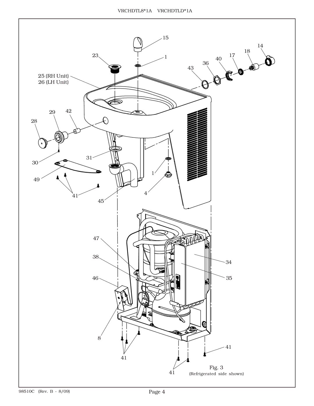 Elkay VRCHDTL8 manual RH Unit LH Unit 